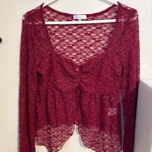 Elegant Lace Burgundy Blouse